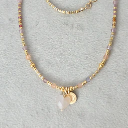 Collar Corazón Cuarzo Rosado