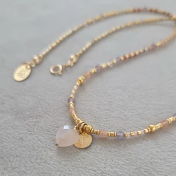 Collar Corazón Cuarzo Rosado