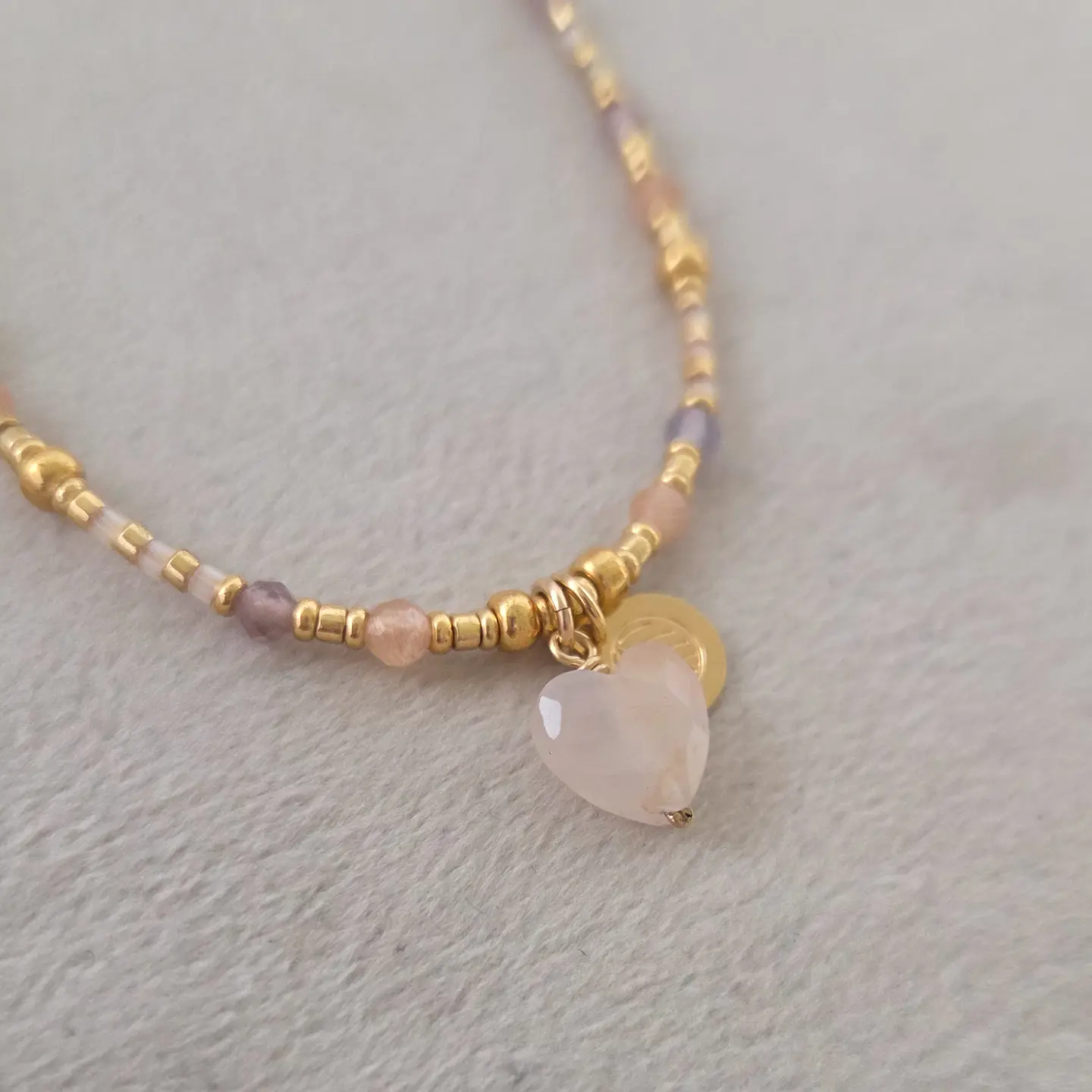 Collar Corazón Cuarzo Rosado 3