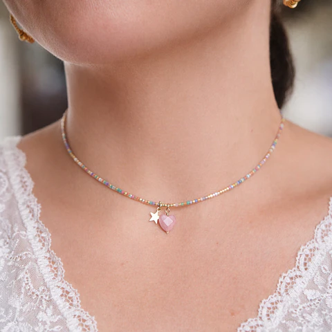 Collar Corazón Iris Rodonita