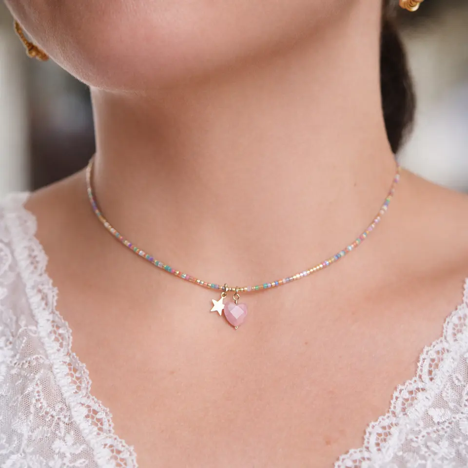 Collar Corazón Iris Rodonita 2
