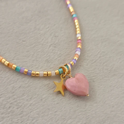 Collar Corazón Iris Rodonita