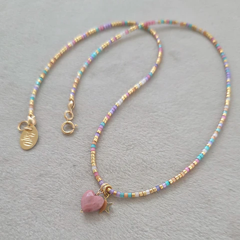 Collar Corazón Iris Rodonita