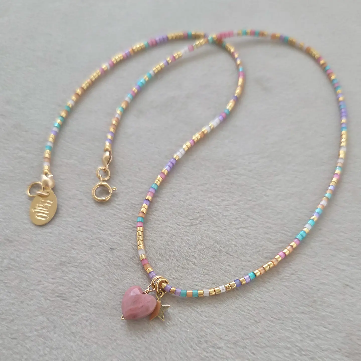 Collar Corazón Iris Rodonita 4