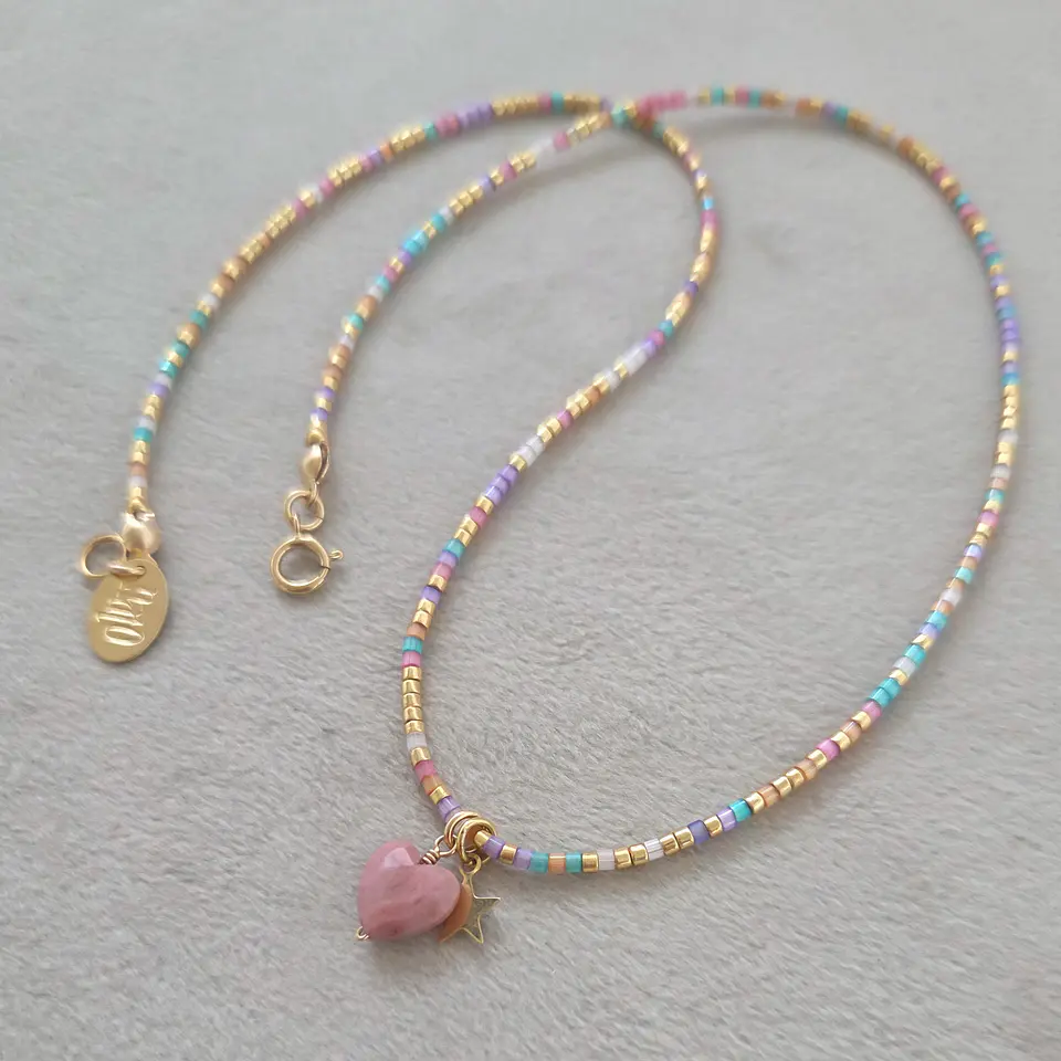 Collar Corazón Iris Rodonita 4