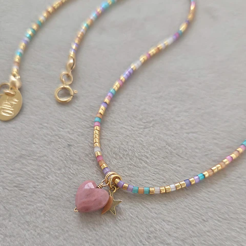 Collar Corazón Iris Rodonita