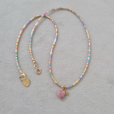 Collar Corazón Iris Rodonita