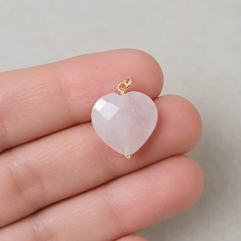 Corazón Cuarzo Rosado L (goldfilled)