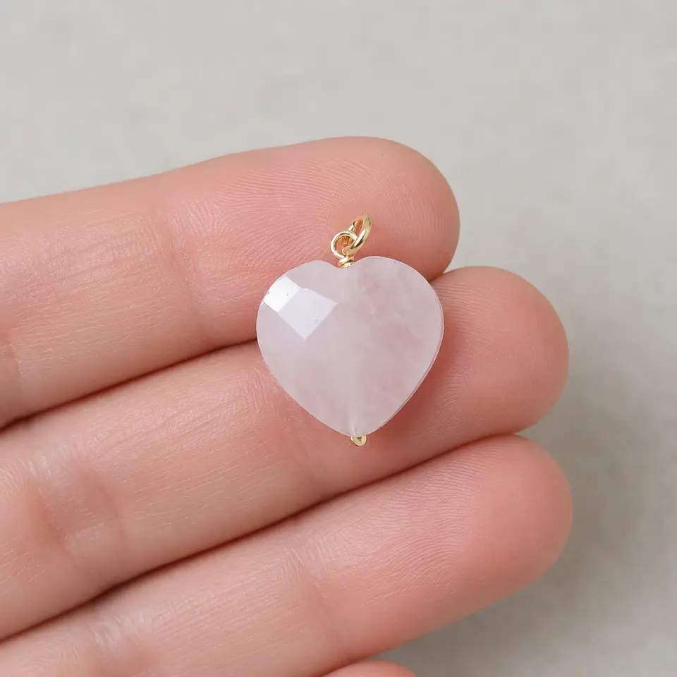 Corazón Cuarzo Rosado L (goldfilled) 1