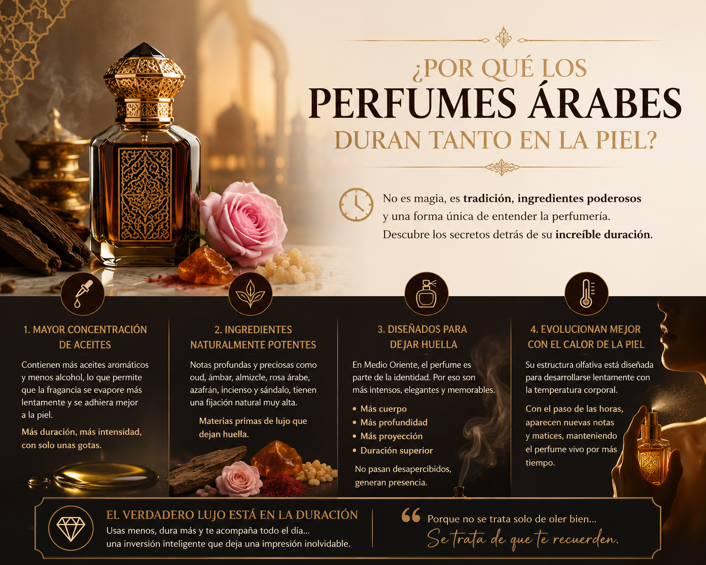 ¿Por qué los perfumes árabes duran tanto en la piel?