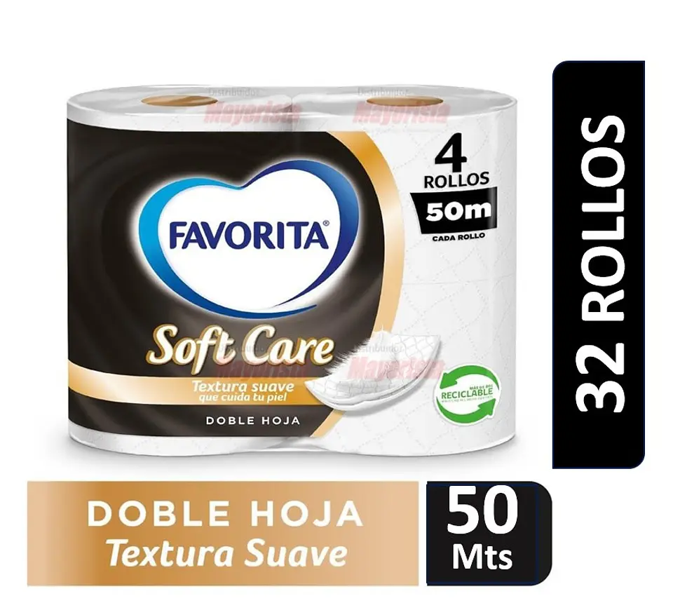 Papel Higiénico Favorita Soft Care – Formato Bolsón de Alto Rendimiento 50mt/8x4 1