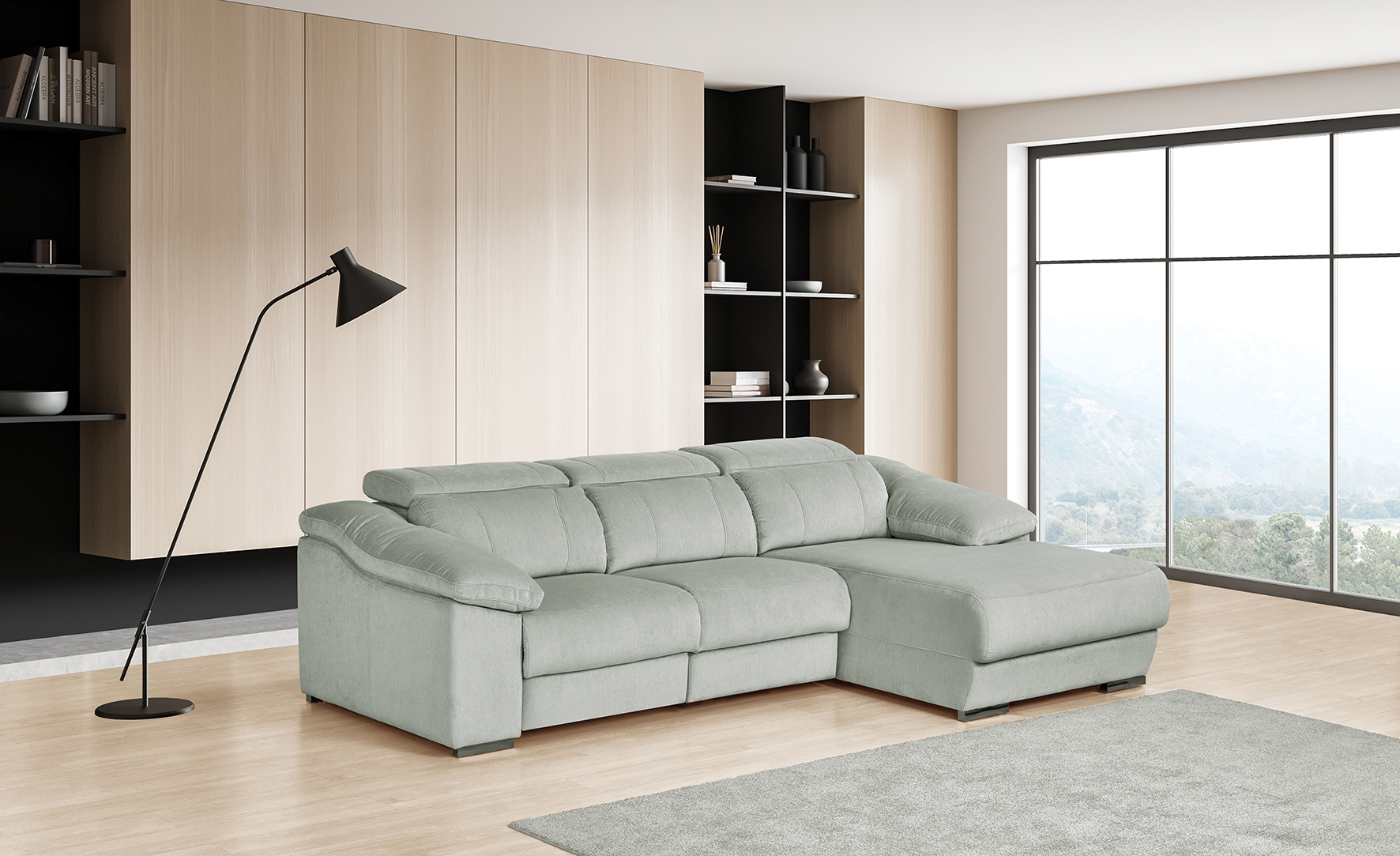 Sofá Chaise Long Alvine 3 Lugares