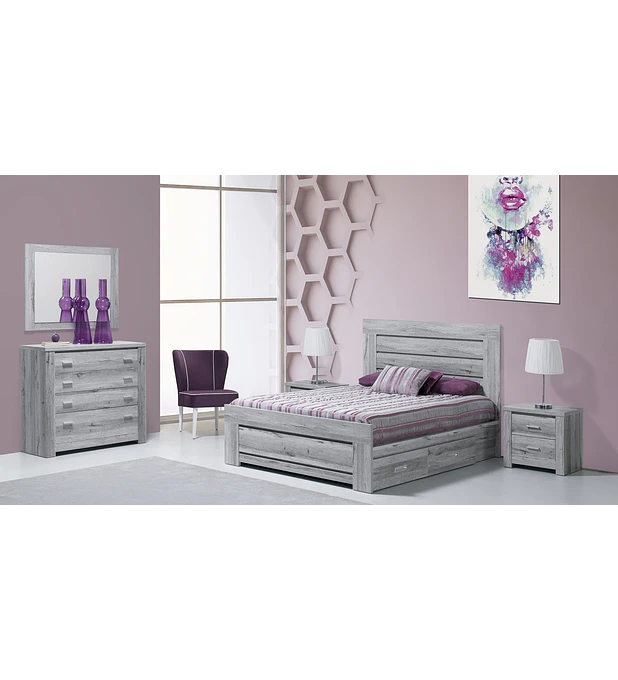 Quarto Casal Completo Florença Cinza Rústico