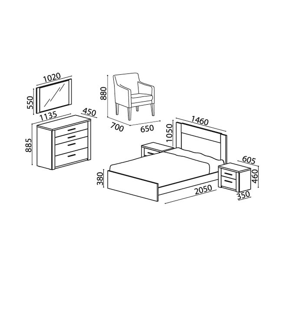 Quarto Casal Completo Paris Carvalho Natura