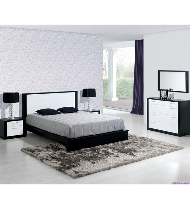 Quarto Casal Completo Bali Preto e Branco