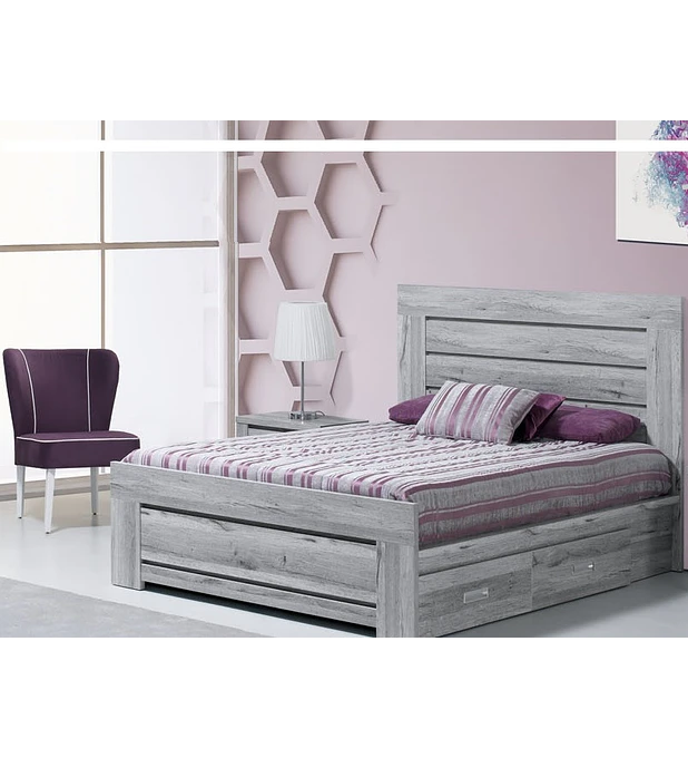 Cama Casal Florença Cinza Rústico