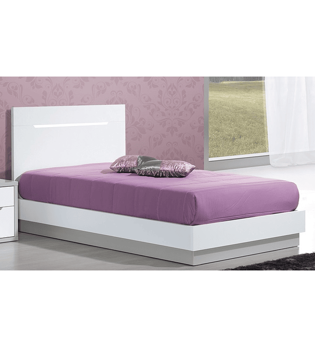 Cama Solteiro Viena Cinza Branco