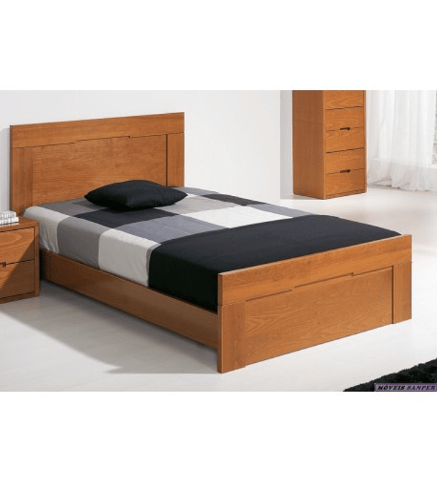 Cama Solteiro Sommier Elevatório Tróia Pinho Escurecido