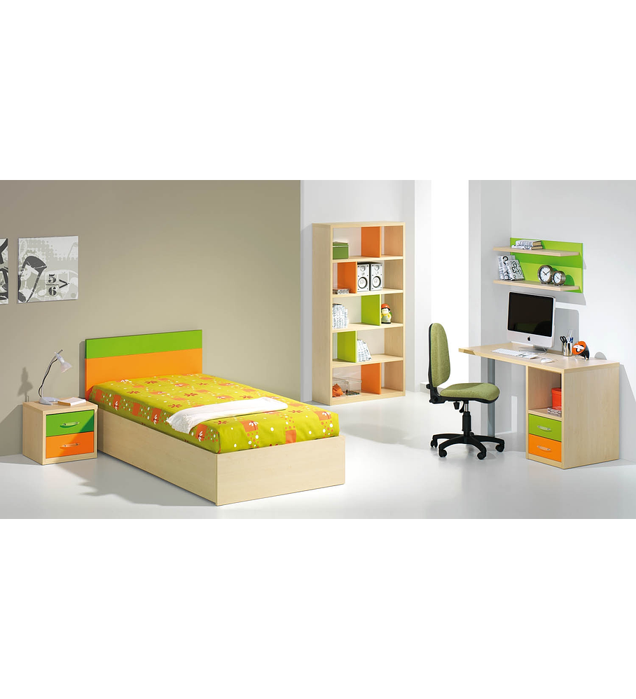 Quarto Criança Completo Kids Maple Laranja Verde