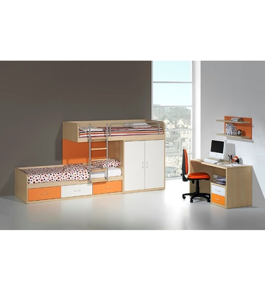 Quarto Criança Completo Kids Maple Laranja Branco