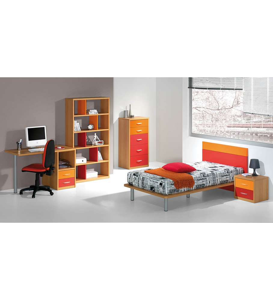 Quarto Criança Completo Kids Faia Vermelho Laranja