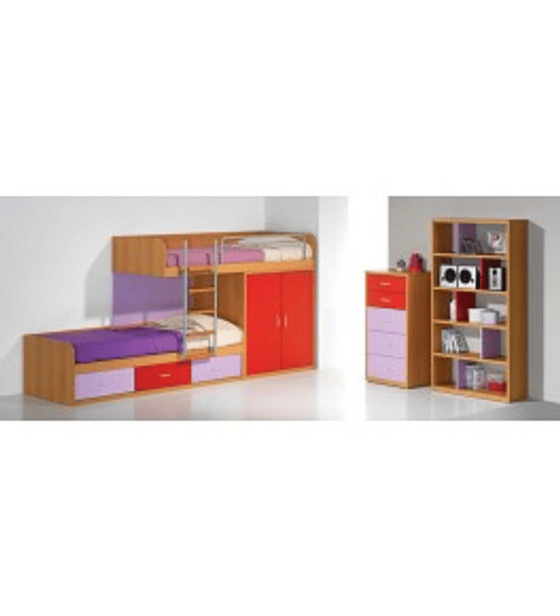 Quarto Criança Completo Kids Faia Lilás Vermelho