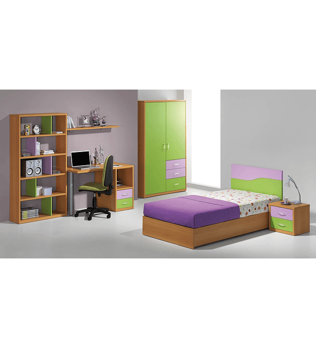 Quarto Criança Completo Kids Faia Verde Lilás