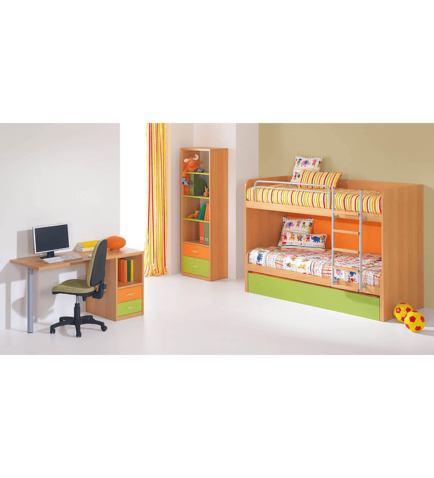 Quarto Criança Completo Kids Faia Verde Laranja