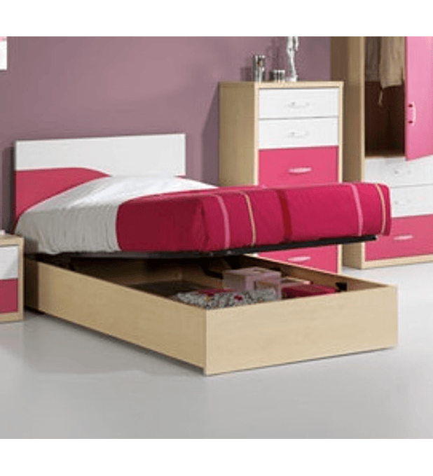 Cama Sommier Elevatório Kids Maple Rosa Branco