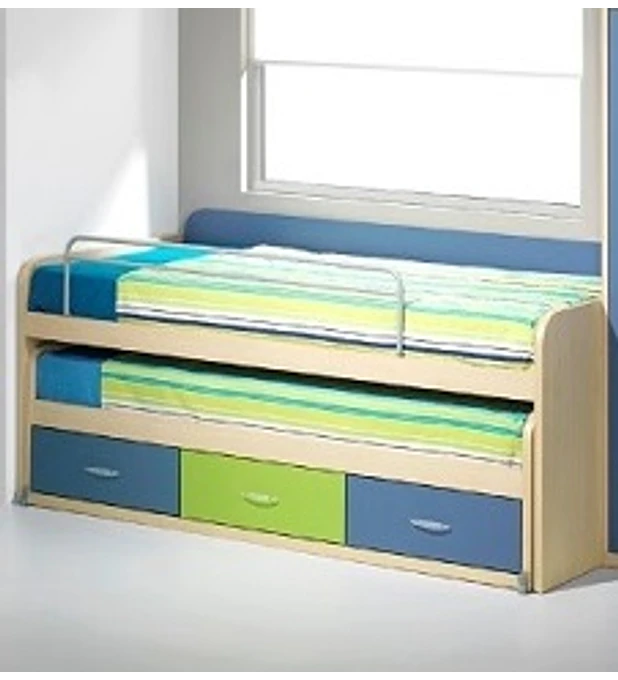 Cama Compacta  Kids Maple Azul Verde