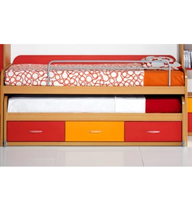 Cama Compacta Kids Faia Vermelho Laranja