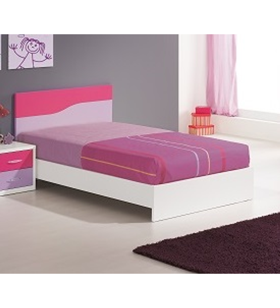 Cama Simples A Onda Kids Branco Lilás Rosa