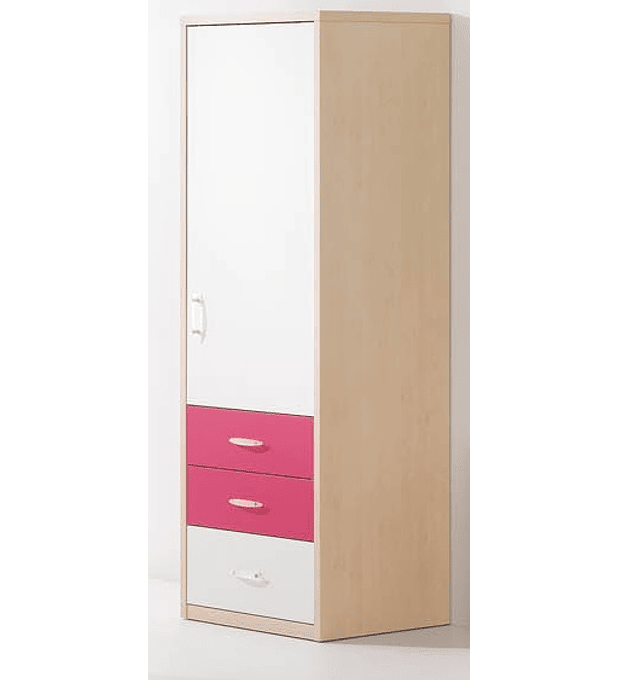 Roupeiro 1 Porta Play Branco Rosa