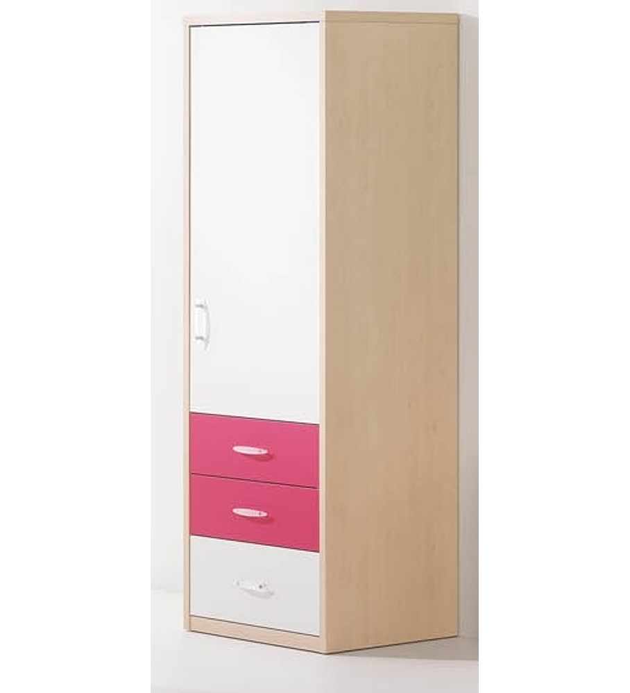 Roupeiro 1 Porta Play Branco Rosa