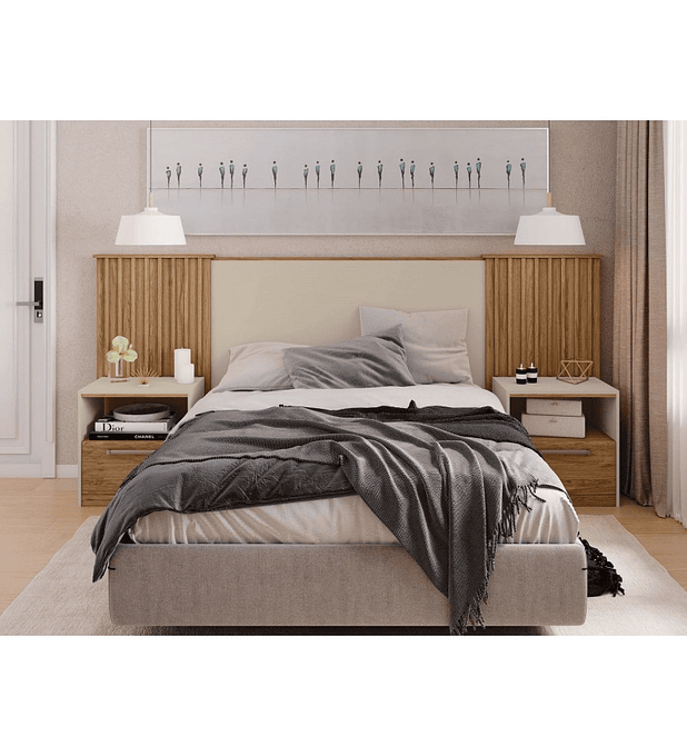 Cabeceira de Cama + 2 Mesas de Cabeceira Lucius