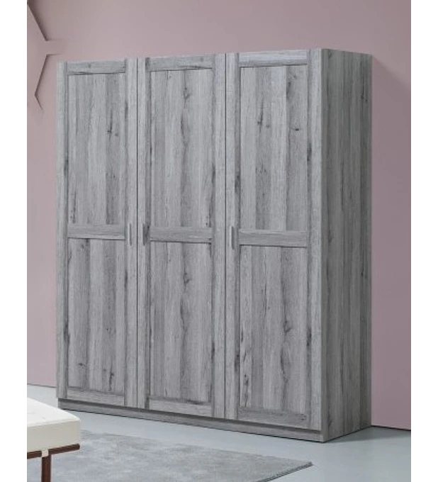 Roupeiro Florença 3 Portas Bater Florença Cinza Rústico