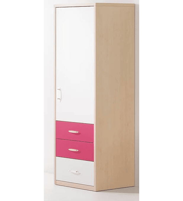 Roupeiro 1 Porta Kids Maple Rosa Branco