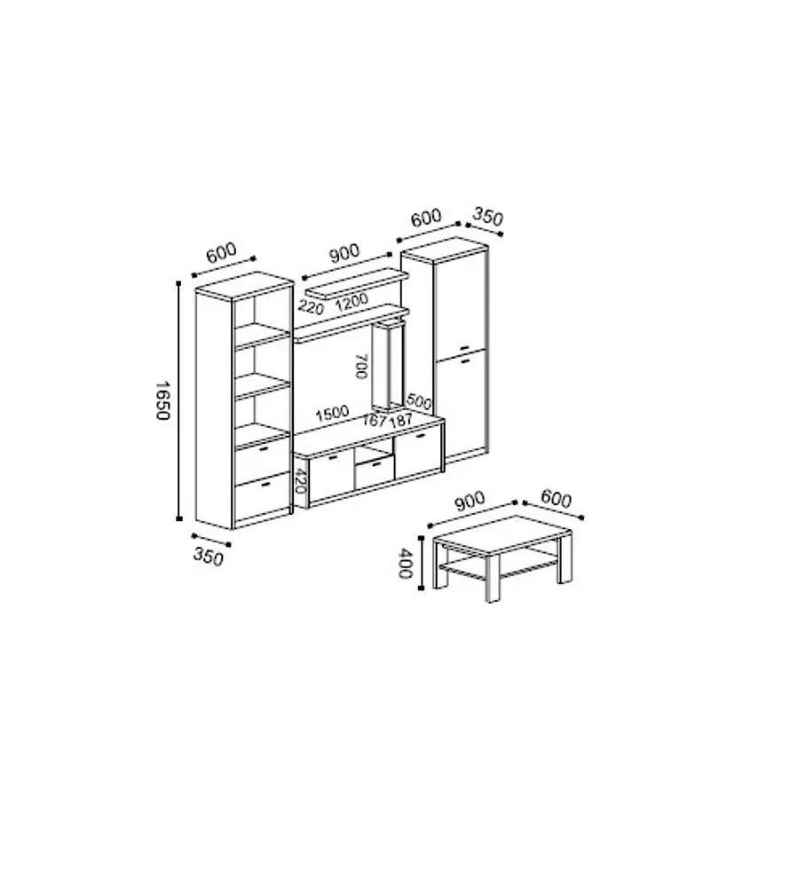 Sala de Estar Completa Âncora Pinho Mel