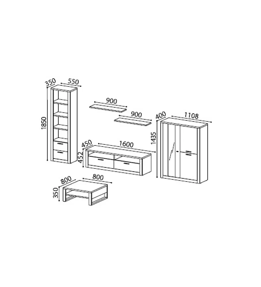Sala de Estar Completa Bali Preto