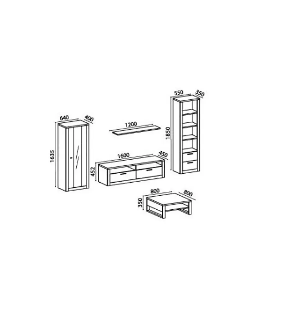 Sala de Estar Completa Bali Preto e Branco