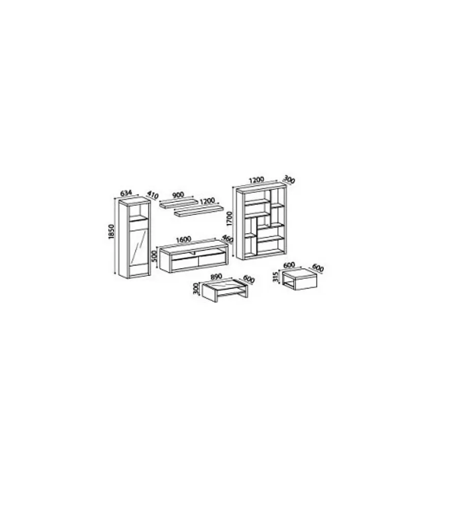 Sala de Estar Completa Baviera Preto