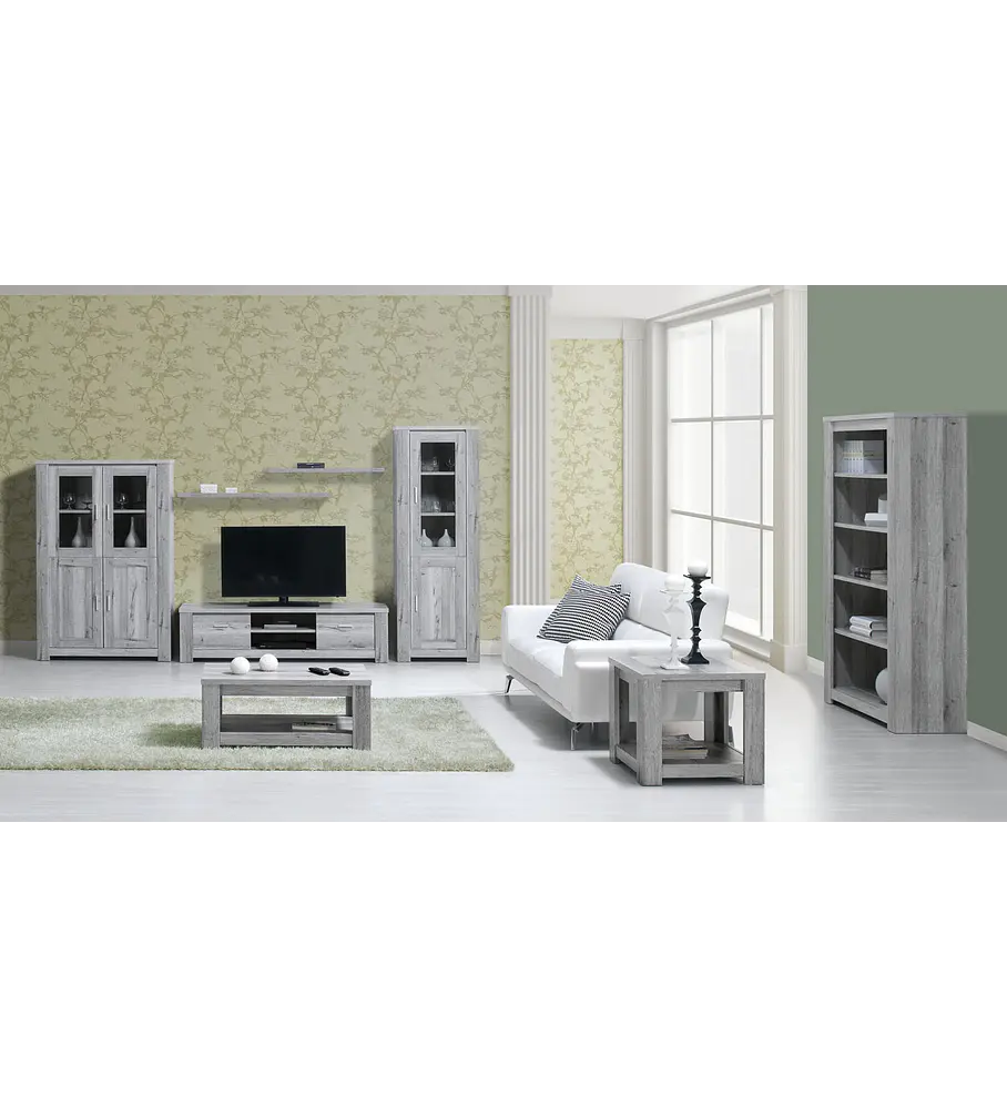 Sala de Estar Completa Florença Cinza Rústico