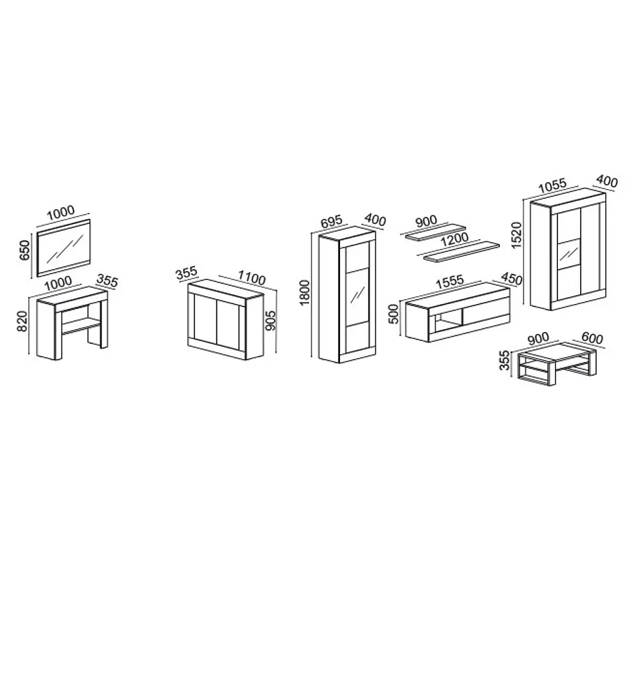 Sala de Estar Completa Madrid Carvalho Branco