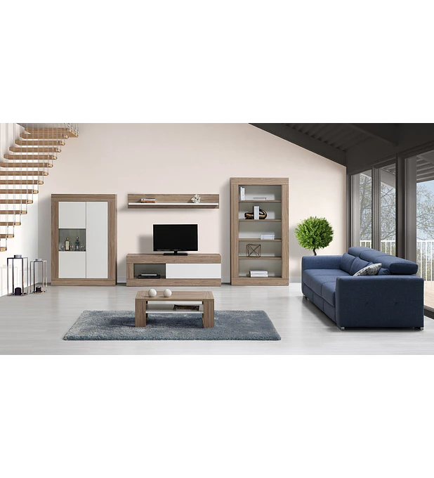 Sala de Estar Completa Madrid Nogal Branco