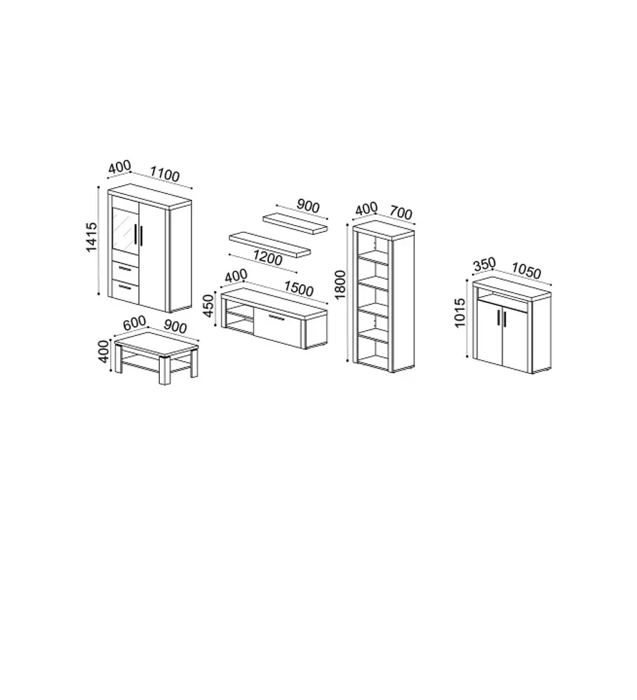 Sala de Estar Completa Mónaco Cerejeira