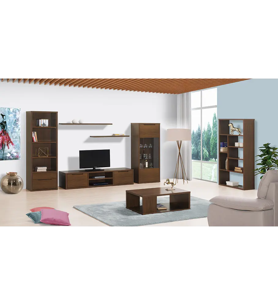 Sala de Estar Completa Viena Nogueira Montana