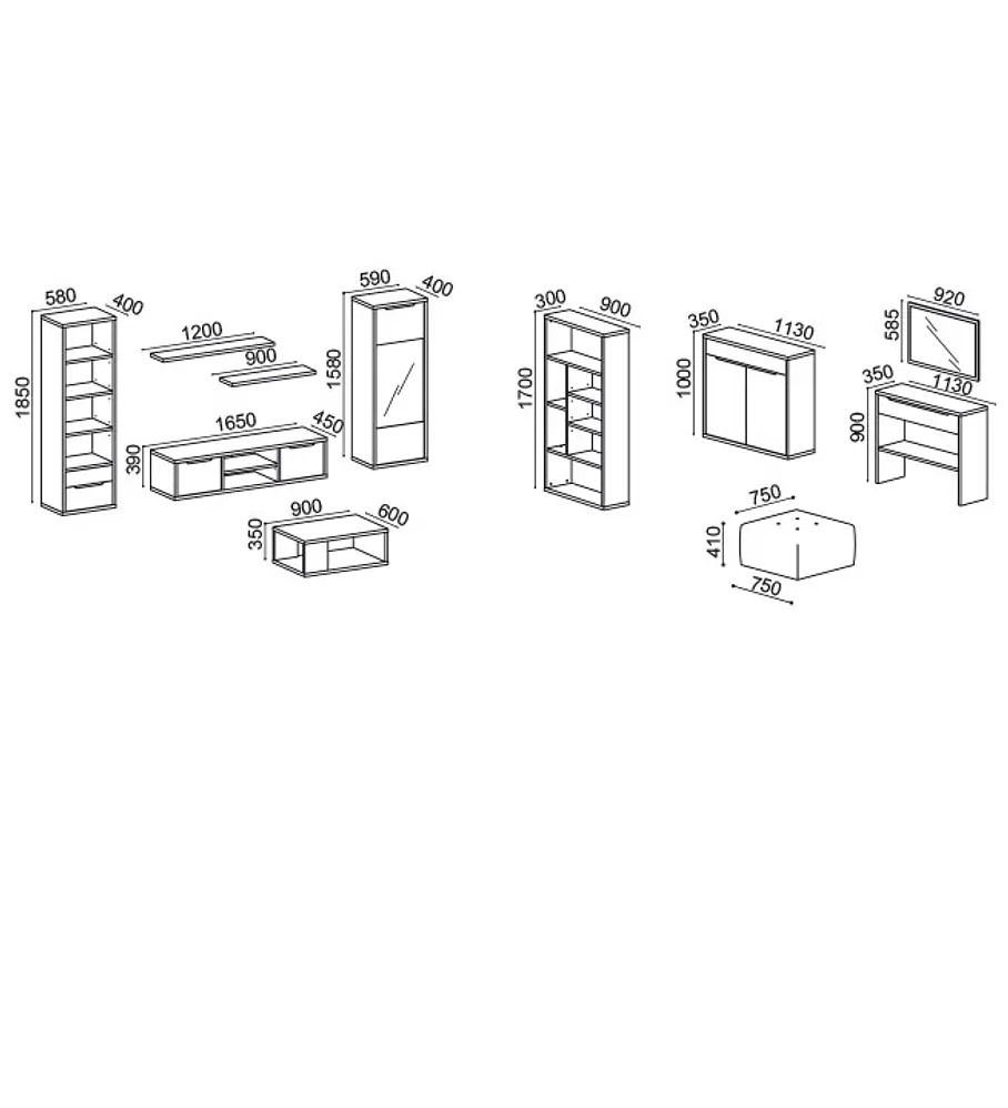 Sala de Estar Completa Viena Nogueira Montana