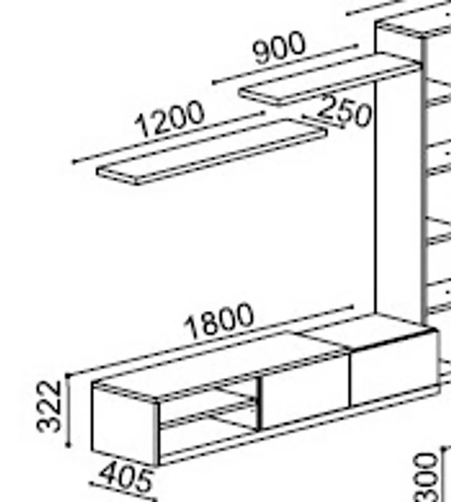 Base TV Olimpo Preto 180cm