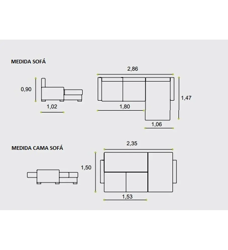Sofá Lucho 3 Lugares e Chaise