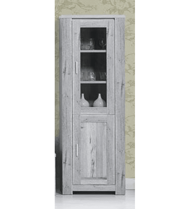 Cristaleira Florença Cinza Rústico 1 Porta